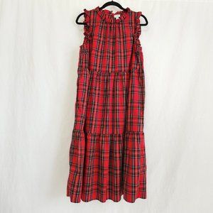 J. Crew Red Plaid Sleeveless Dress Sz 14